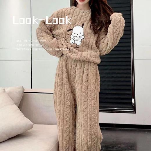 【居家/出门穿一件就搞定了】新款提花舒棉绒暖暖套装 加厚保暖卡通可外穿女士家居服睡衣，棉绒暖绒套装，双面绒感。ry 商品图3