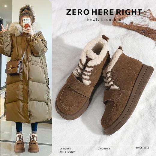ZHR则则真皮棉鞋女2024冬季新款加绒保暖厚底雪地靴勃肯毛毛鞋女 商品图3