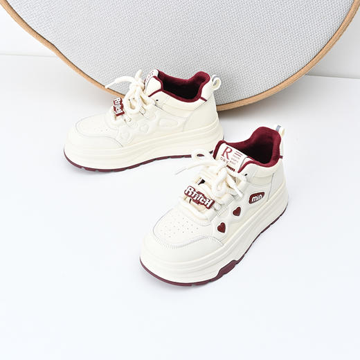 经典鲨女鞋2024年冬季新款韩版时尚安可拉红加绒小白鞋休闲鞋KW326-D58201 商品图1