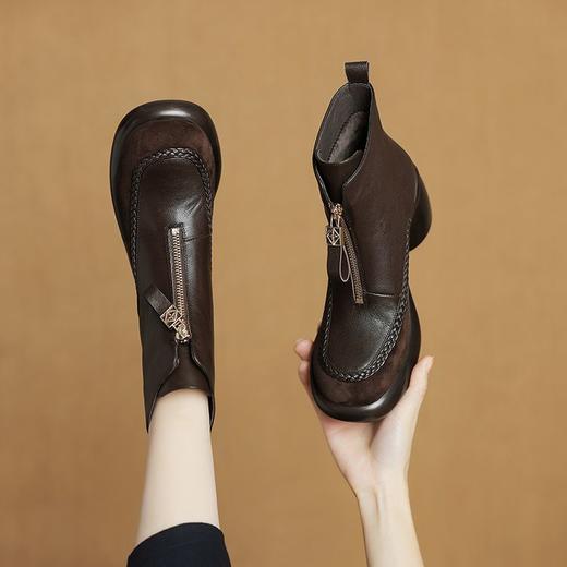 【预售5天】超轻超软保暖绒里厚底羊皮绒面雪地靴粗高跟短靴ZYY&A1075 商品图0