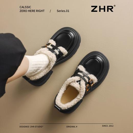 ZHR加绒乐福鞋女保暖厚底jk鞋棉鞋2024新款英伦风小皮鞋增高女鞋 商品图7