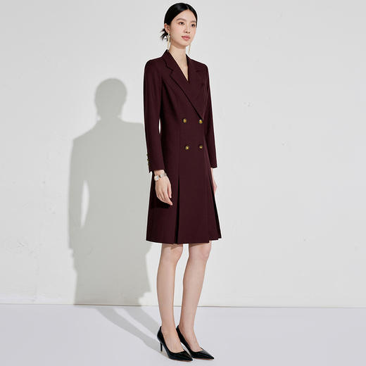 安可拉红连衣裙女2026冬新款双排扣 商品图5