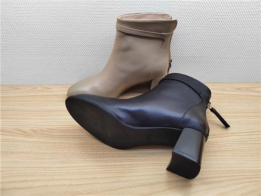 豪行冬季新款22473119牛皮中跟加绒休闲女靴棉靴短靴 商品图3