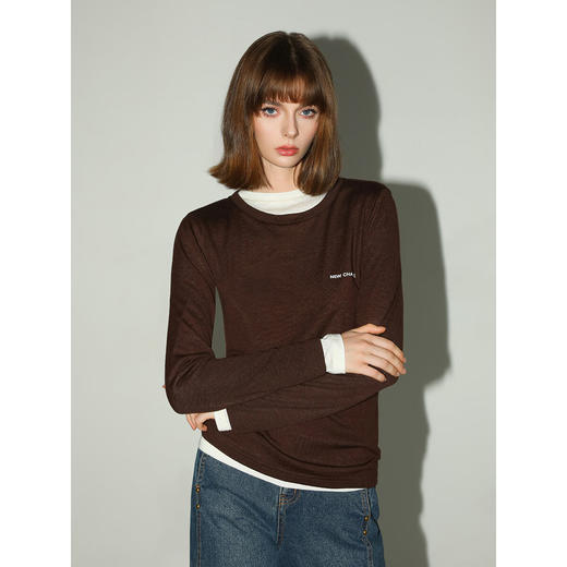 COCOBELLA【撞色两件套】简约字母印花针织衫女打底衫TS7068 商品图2