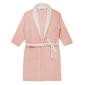 【多样屋专柜】多样屋浴袍抑菌全棉吸水纯棉抑菌毛巾料家居睡袍浴衣情侣浴袍莫兰迪 桃粉/M