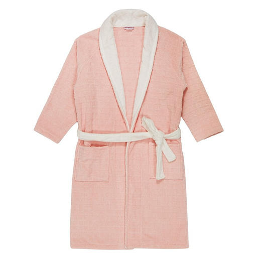 【多样屋专柜】多样屋浴袍抑菌全棉吸水纯棉抑菌毛巾料家居睡袍浴衣情侣浴袍莫兰迪 桃粉/M 商品图0