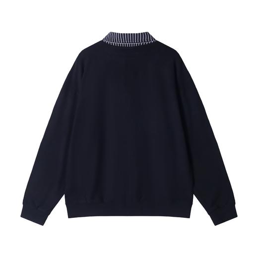 WY711新款时尚个性美式条纹拼接纽扣开衫卫衣休闲百搭宽松上衣 商品图5