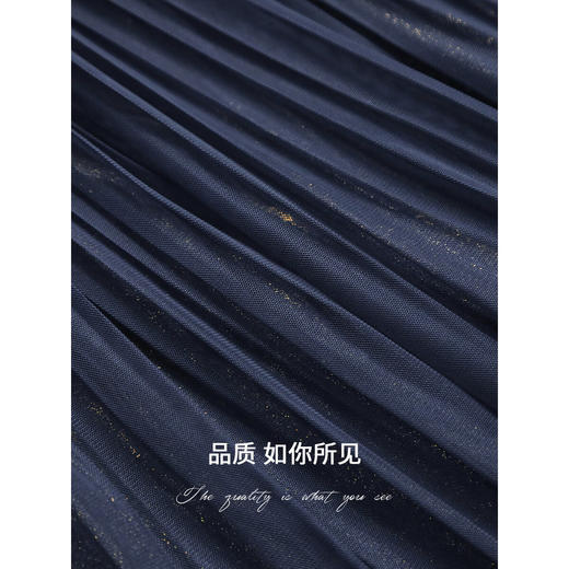 COCOBELLA手工压褶金葱网纱大摆半身裙女秋飘逸垂坠长裙HS7065-2 商品图4