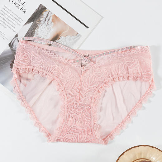 【5条装❗️蕾丝带钻交叉性感内裤】迷死人的明艳靓丽轻奢美，爱了爱了❗️新款性感蕾丝透明少女低腰热火T裤情趣内衣丁字裤女 商品图4