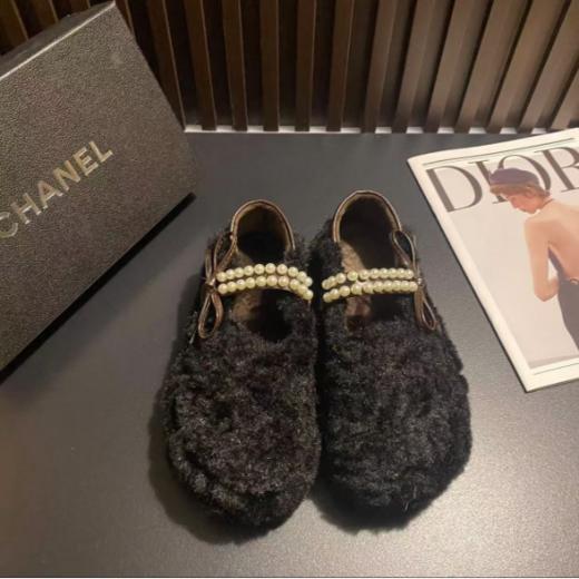 【BFAG.Profit珍珠蝴蝶结毛毛鞋】💦 🥿这双显脚痩、显腿细的毛毛鞋🌸 🥿优质绒面，百搭好看❗舒适耐穿❗ ☑轻、软、好穿，❤️暴走2W步不累脚不磨脚跑跳稳当 商品图2