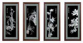 【梅兰竹菊】纯银壁画装饰画挂画