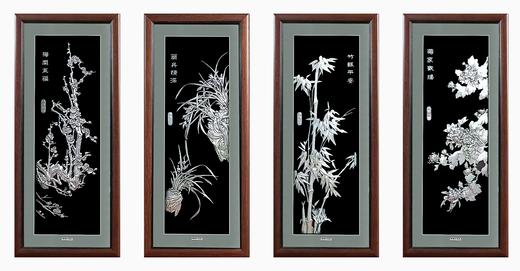 【梅兰竹菊】纯银壁画装饰画挂画 商品图0