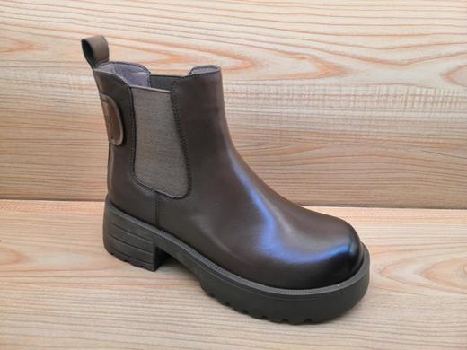 豪行22485202牛皮时装女短靴显瘦中跟休闲女单鞋 商品图0