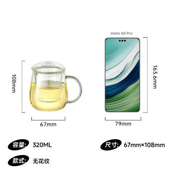 物生物（RELEA）玻璃杯男女士茶水分离杯耐高温办公泡茶杯带把高硼硅水杯花茶杯子 商品图5