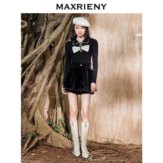 MAXRIENY镶钻蝴蝶结针织衫秋季新款上衣女针织毛衫复古秋冬小香风(货号:MS87SW542) 商品图1