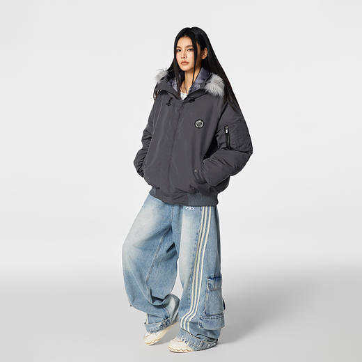 【Achock官方店】毛领连帽棉服男女秋冬新品美式复古加厚派克外套 商品图3