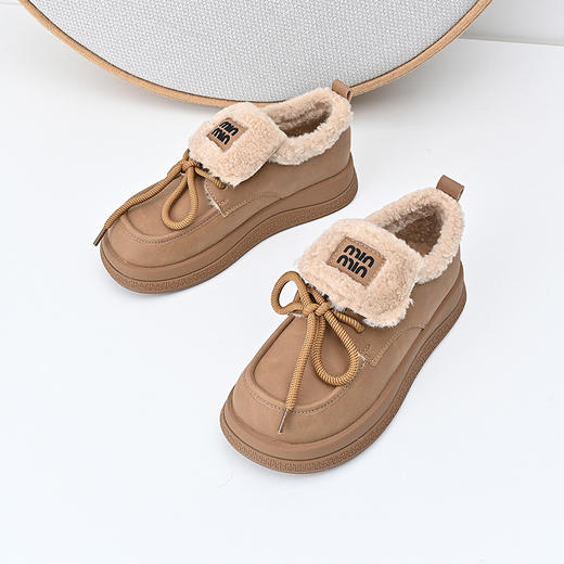 经典鲨2024年冬季款百搭圆头时尚加绒加厚保暖平底雪地靴女KW323-D58061 商品图2