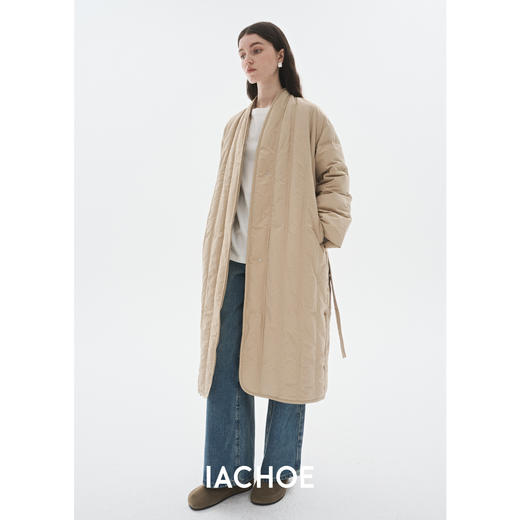 棉仓3571515007-秋冬新品95白鹅绒V领长款鹅绒服外套  轻奢轻量级羽绒服 商品图3