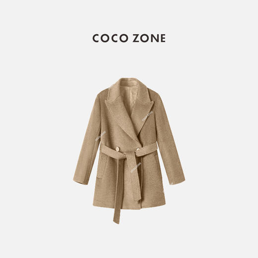 COCO ZONE 绵羊毛山羊绒高级感中长款呢子外套CC2C2079 商品图0