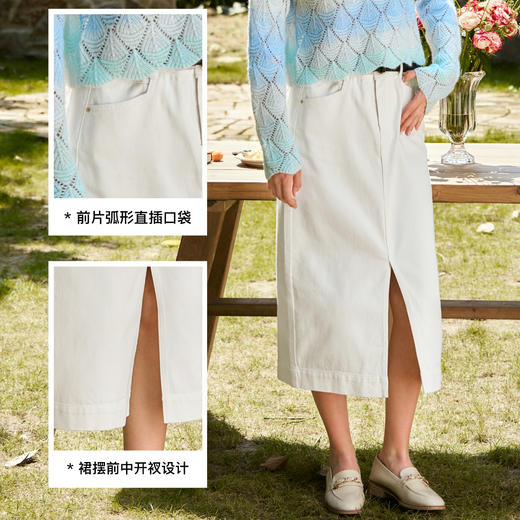 
OLrain欧芮儿白色半身裙女秋季2024年新款复古高腰休闲风牛仔半裙 商品图3