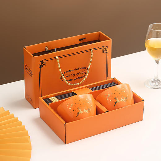 【轻奢烫金！陶瓷餐具套装】陶瓷碗色釉方碗餐具新年伴手礼碗筷套装企业年会送客户创意小礼品。ry 商品图7