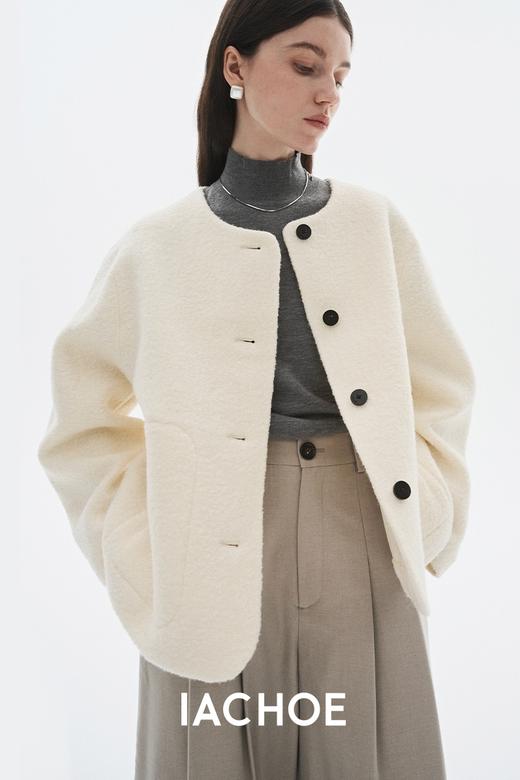 棉仓3561566002-秋冬新款澳洲jin口三色圈圈羊毛呢外套  通勤保暖短外套 商品图4