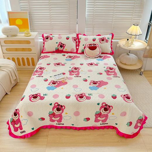 【牛奶绒床盖，温暖你生活の花边床单~】冬季新款牛奶绒宝宝绒床盖三件套 夹棉绗缝小花边 加厚保暖床上用品-QQ 商品图5