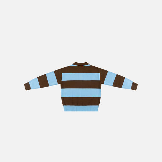 COCO ZONE 条纹撞色针织衫翻领三粒扣设计上衣CC1D2725 商品图1