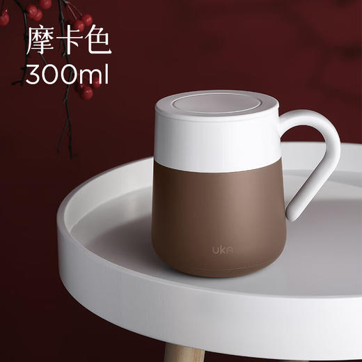 【6F】多样屋UKA保温杯泡茶杯茶水分离办公室水杯高硼硅玻璃杯茶杯男款马克杯 玻璃保温马克杯-黑色 300ml 商品图3
