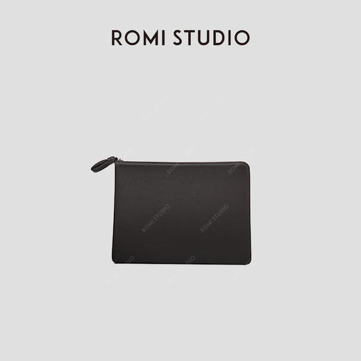 ROMI STUDIO“复古态度” 荔枝纹头层牛皮拼亚麻公文包 RW24LP31323 商品图4
