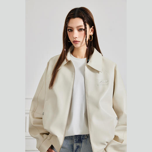 【Achock官方店】美拉德短款蝙蝠袖机车风皮衣美式复古夹克外套女 商品图0