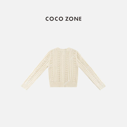 COCO ZONE 秋冬设计感圆领麻花金属扣针织开衫CC1D2723 商品图1