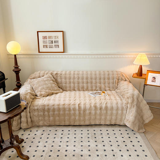 【柔暖直达心底，贵妇级皮草绒兔毛沙发毯】新款A类贵妇级皮草绒兔毛沙发毯 冬季加厚轻奢高级毛绒毛毯子-QQ 商品图8