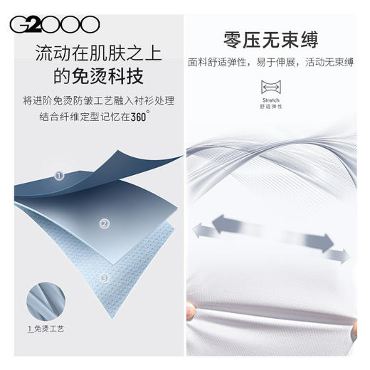 G2000男装FW24商场新款【免烫防皱/弹性】商务通勤长袖衬衫46121312 商品图3