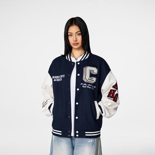 【Achock官方店】复古刺绣夹克外套情侣2024新品美式棒球服男女潮 商品图0
