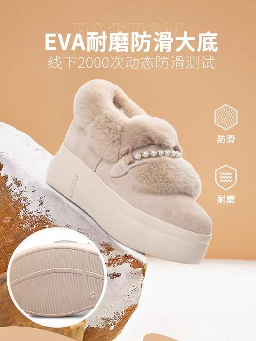 冬季新款加绒棉鞋新款雪地靴女士真毛高跟真皮内增高女鞋单鞋 商品图3