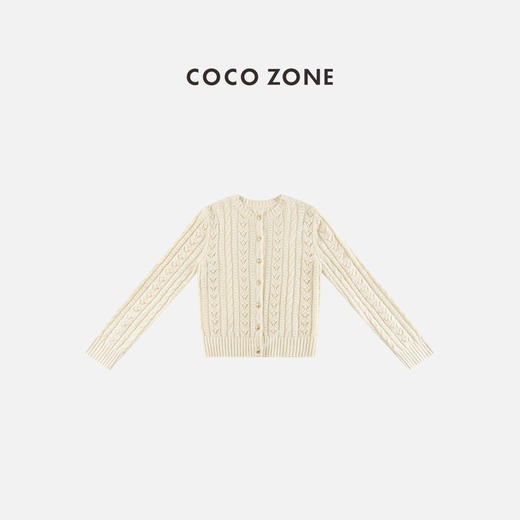 COCO ZONE 秋冬设计感圆领麻花金属扣针织开衫CC1D2723 商品图0