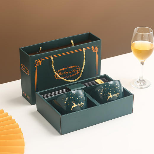 【轻奢烫金！陶瓷餐具套装】陶瓷碗色釉方碗餐具新年伴手礼碗筷套装企业年会送客户创意小礼品。ry 商品图4