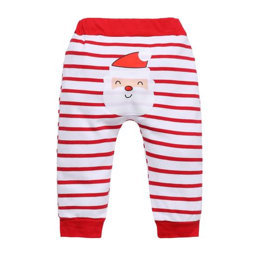秋冬新生婴儿衣服童款圣诞长袖三件套装条纹裤可拆帽哈衣套装 商品图3