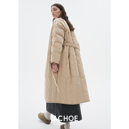 棉仓3571515007-秋冬新品95白鹅绒V领长款鹅绒服外套  轻奢轻量级羽绒服 商品图2