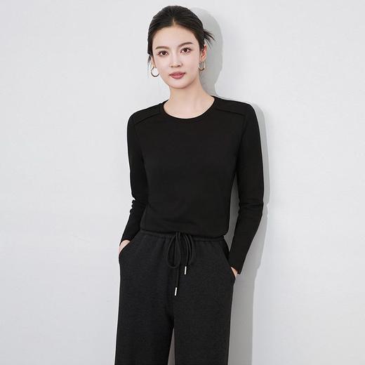 【高货wl】全新升级【铂金会员165/天猫219/差价54】(84551) 洛诗琳秋冬新款松弛休闲感正肩圆领鱼骨长袖打底衫上衣女 商品图3