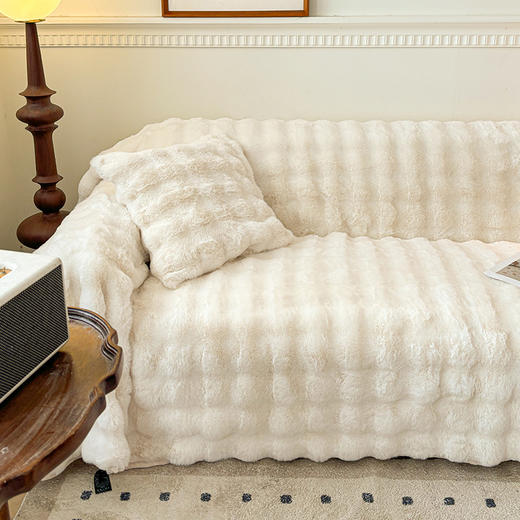 【柔暖直达心底，贵妇级皮草绒兔毛沙发毯】新款A类贵妇级皮草绒兔毛沙发毯 冬季加厚轻奢高级毛绒毛毯子-QQ 商品图2