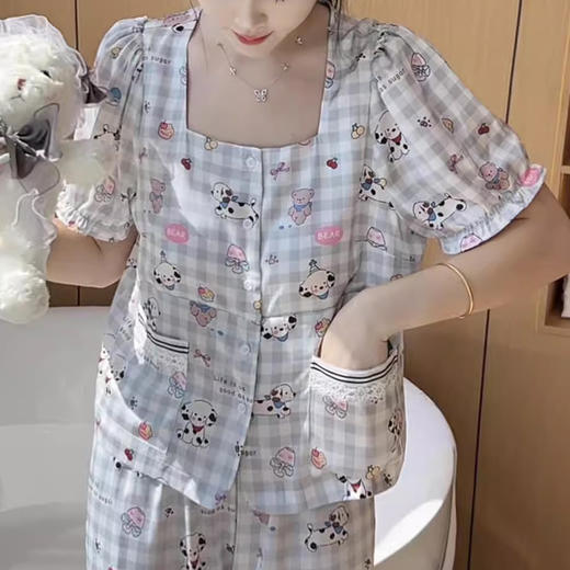 裁缝学苑AQ392休闲柔软透气睡衣女可爱显瘦小狗带胸垫可外穿家居服 商品图4