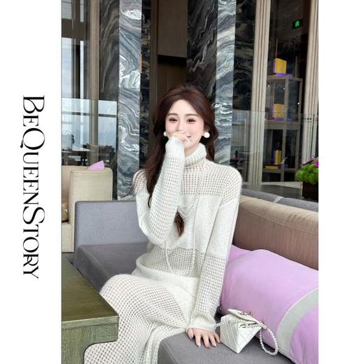 余潇潇【奶油甜酪】软糯羊毛半高领长袖宽松毛衣半裙套装 商品图4