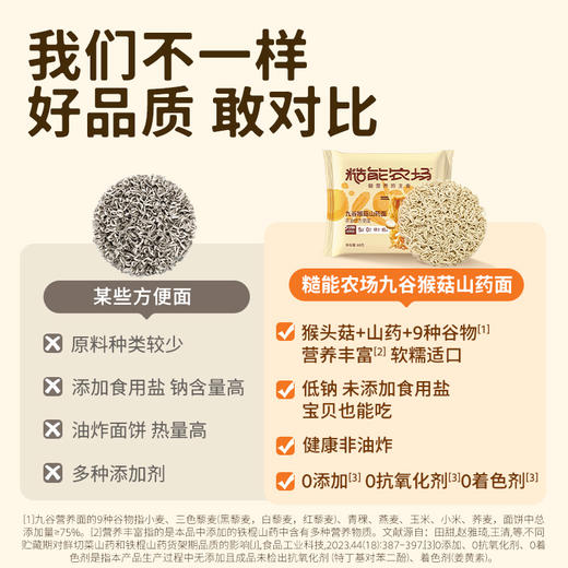 （糙能农场）九谷猴菇山药面 猴菇山药添加量≥20% 九种谷物科学配比  劲道爽滑  0添加|非油炸|低钠  好吃好营养好吸收 商品图5