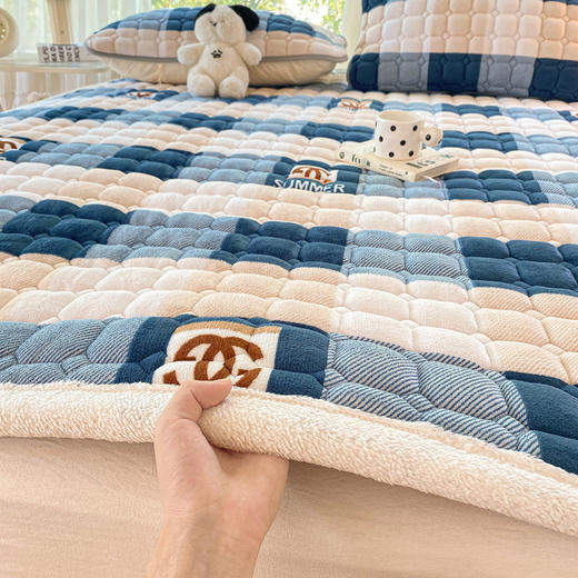 【颜值BUFF，柔暖有力量~】A类牛奶绒夹棉床垫褥子 软垫子家用加厚 冬季加绒床褥 学生宿舍垫被-QQ 商品图8