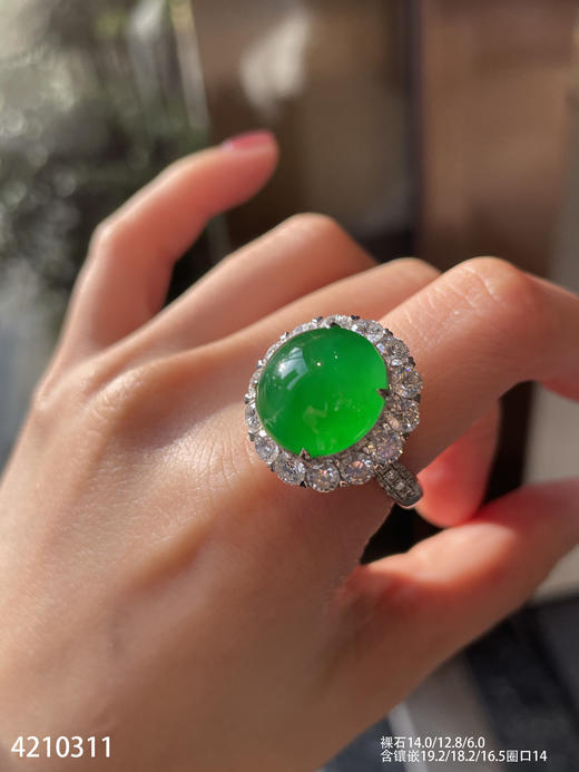 老坑艳绿蛋面戒指【4210311】具体价格微信咨询 商品图3