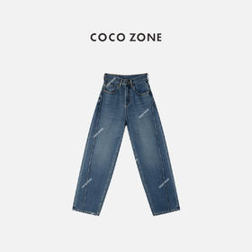 COCO ZONE 秋冬加绒牛仔裤显瘦微弹水洗直筒裤CC1D2721