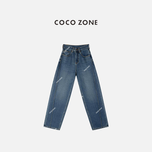 COCO ZONE 秋冬加绒牛仔裤显瘦微弹水洗直筒裤CC1D2721 商品图0