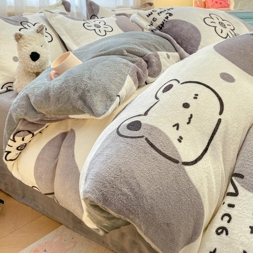 【冬日告别冷被窝！一个人也可以暖暖哒】冬季A类牛奶绒四件套双面加绒保暖单品被套家用床笠，水洗机洗无忧，解放双手。ry 商品图7